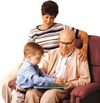 Family sitting on chair